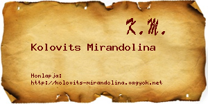 Kolovits Mirandolina névjegykártya